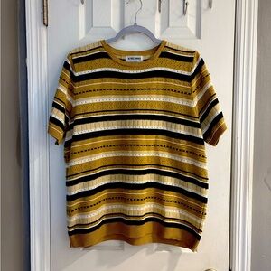 Alfred Dunner Beige and Black Knit Top